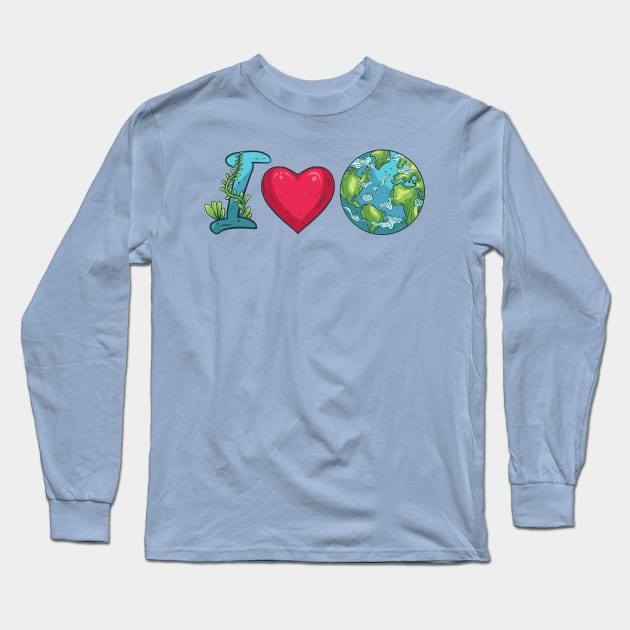 I Love Earth Long Sleeve T-Shirt by yudabento